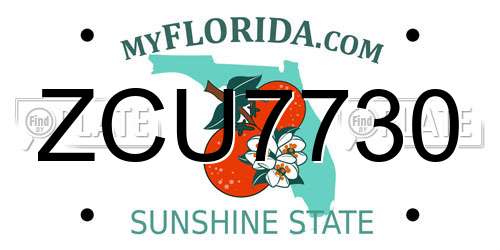 ZCU7730 Florida License Plate