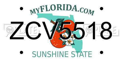ZCV5518 Florida License Plate