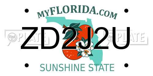 ZD2J2U Florida License Plate