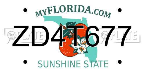 ZD4T677 Florida License Plate