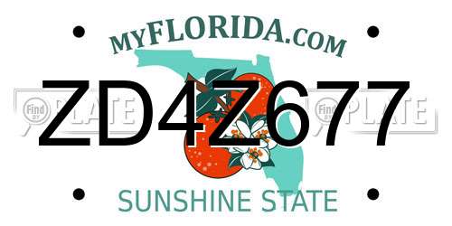 ZD4Z677 Florida License Plate