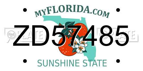 ZD57485 Florida License Plate