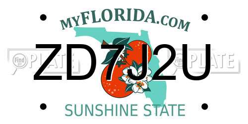 ZD7J2U Florida License Plate