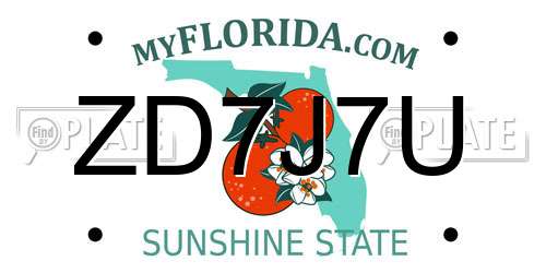 ZD7J7U Florida License Plate