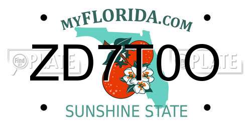 ZD7T0O Florida License Plate