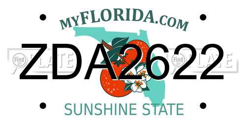 ZDA2622 Florida License Plate