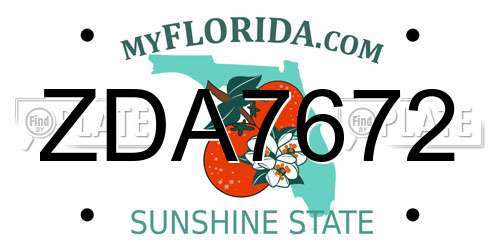 ZDA7672 Florida License Plate