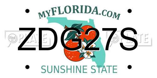 ZDG27S Florida License Plate