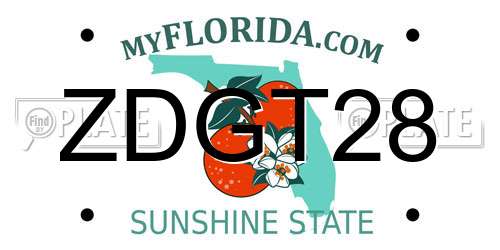 ZDGT28 Florida License Plate