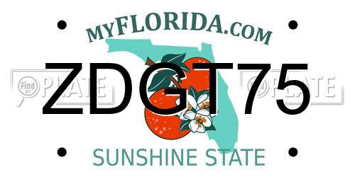 ZDGT75 Florida License Plate