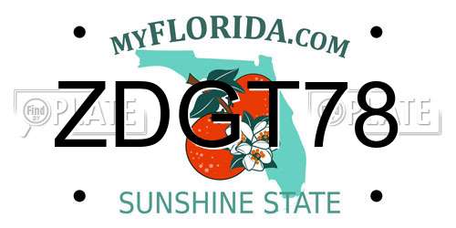 ZDGT78 Florida License Plate
