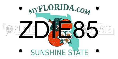 ZDIE85 Florida License Plate
