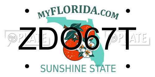 ZDO67T Florida License Plate