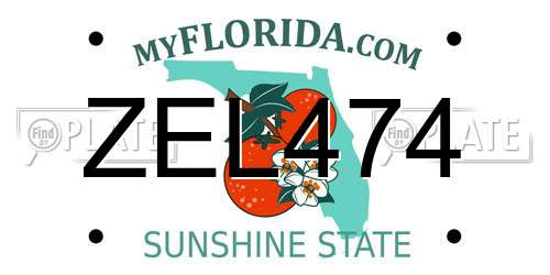 ZEL474 Florida License Plate