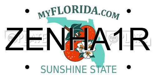 ZENHA1R Florida License Plate