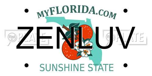ZENLUV Florida License Plate