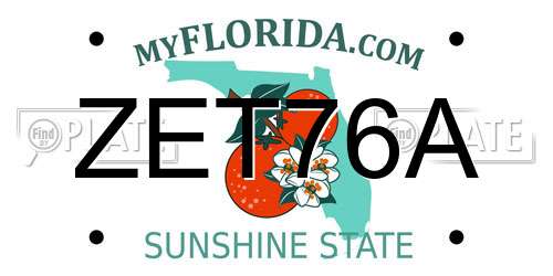 ZET76A Florida License Plate
