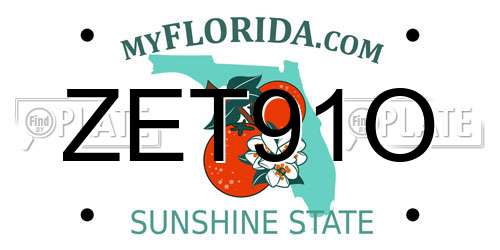 ZET91O Florida License Plate