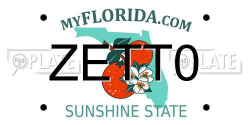 ZETT0 Florida License Plate