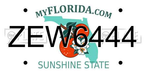 ZEW6444 Florida License Plate