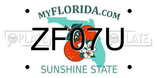 ZF07U Florida License Plate