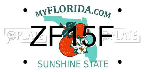 ZF15F Florida License Plate