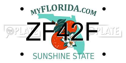 ZF42F Florida License Plate