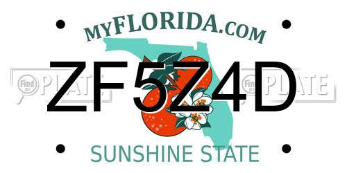 ZF5Z4D Florida License Plate