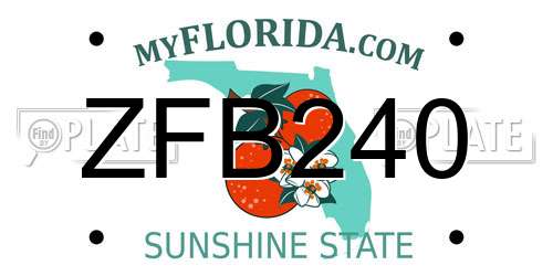 ZFB240 Florida License Plate