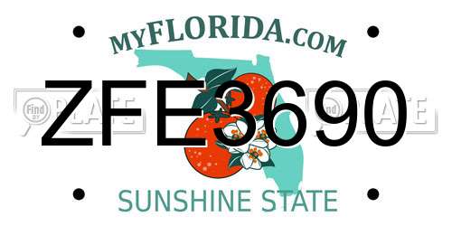 ZFE3690 Florida License Plate