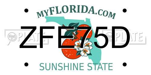 ZFE75D Florida License Plate