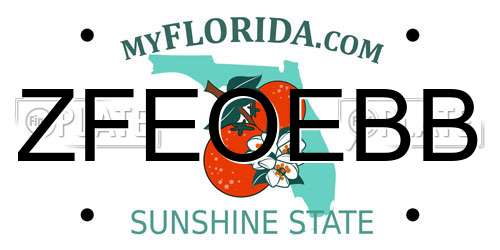 ZFEOEBB Florida License Plate