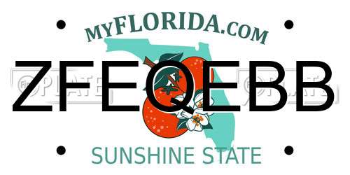 ZFEQEBB Florida License Plate
