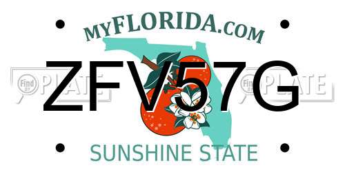 ZFV57G Florida License Plate