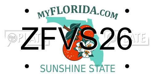 ZFVS26 Florida License Plate