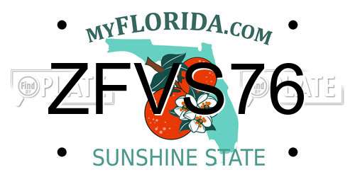 ZFVS76 Florida License Plate