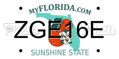 ZGE16E Florida License Plate