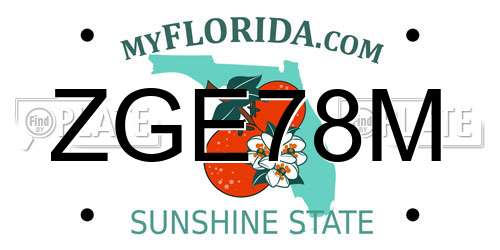 ZGE78M Florida License Plate