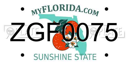 ZGF0075 Florida License Plate