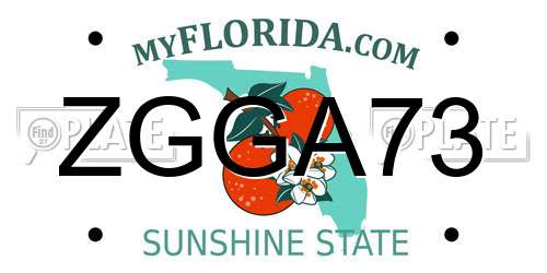 ZGGA73 Florida License Plate