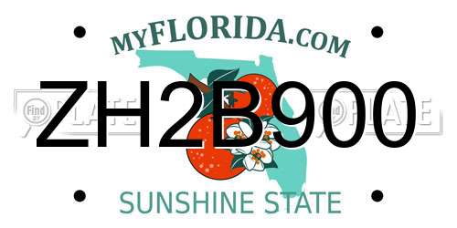 ZH2B900 Florida License Plate