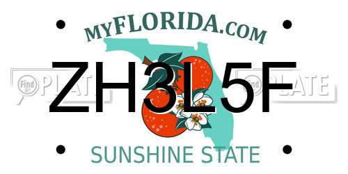 ZH3L5F Florida License Plate