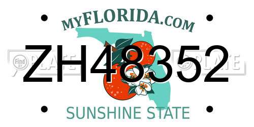 ZH48352 Florida License Plate