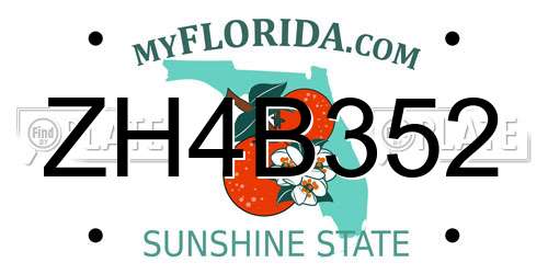 ZH4B352 Florida License Plate