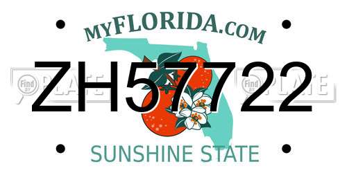 ZH57722 Florida License Plate