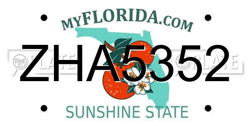 ZHA5352 Florida License Plate