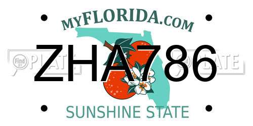 ZHA786 Florida License Plate