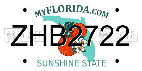 ZHB2722 Florida License Plate