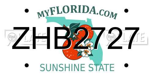 ZHB2727 Florida License Plate