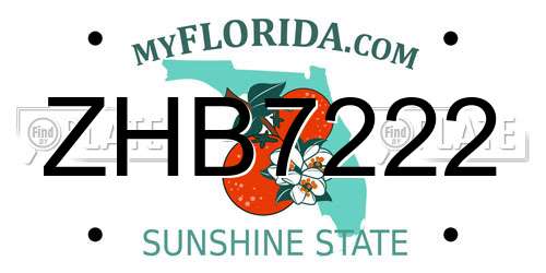 ZHB7222 Florida License Plate